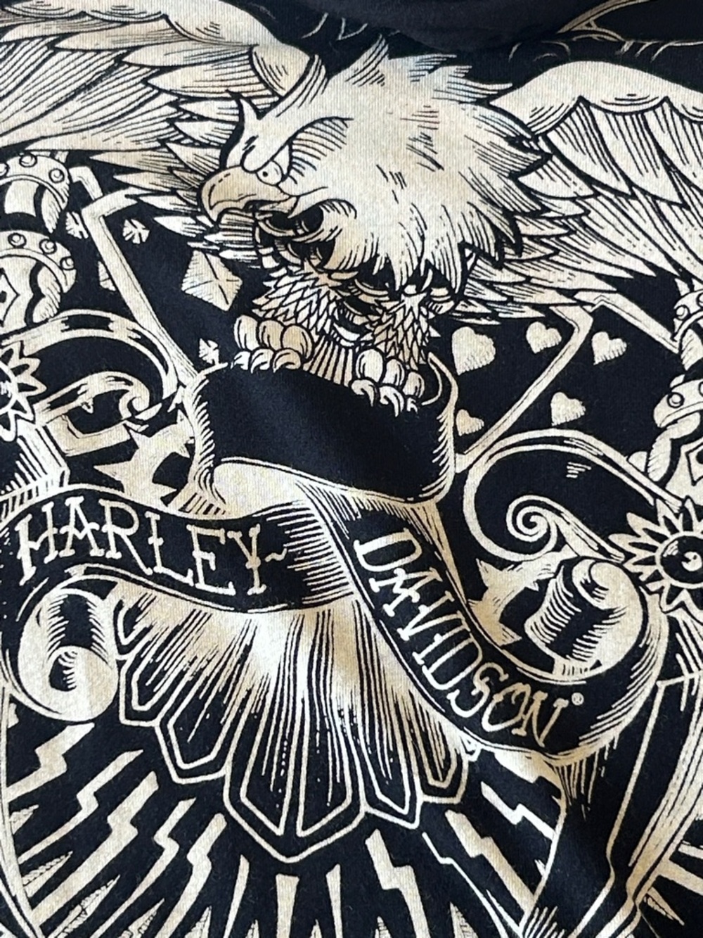 Harley-Davidson Black Long-Sleeve Shirt with Cream Eagle Graphic - Picture 9 of 9